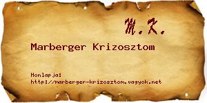 Marberger Krizosztom névjegykártya